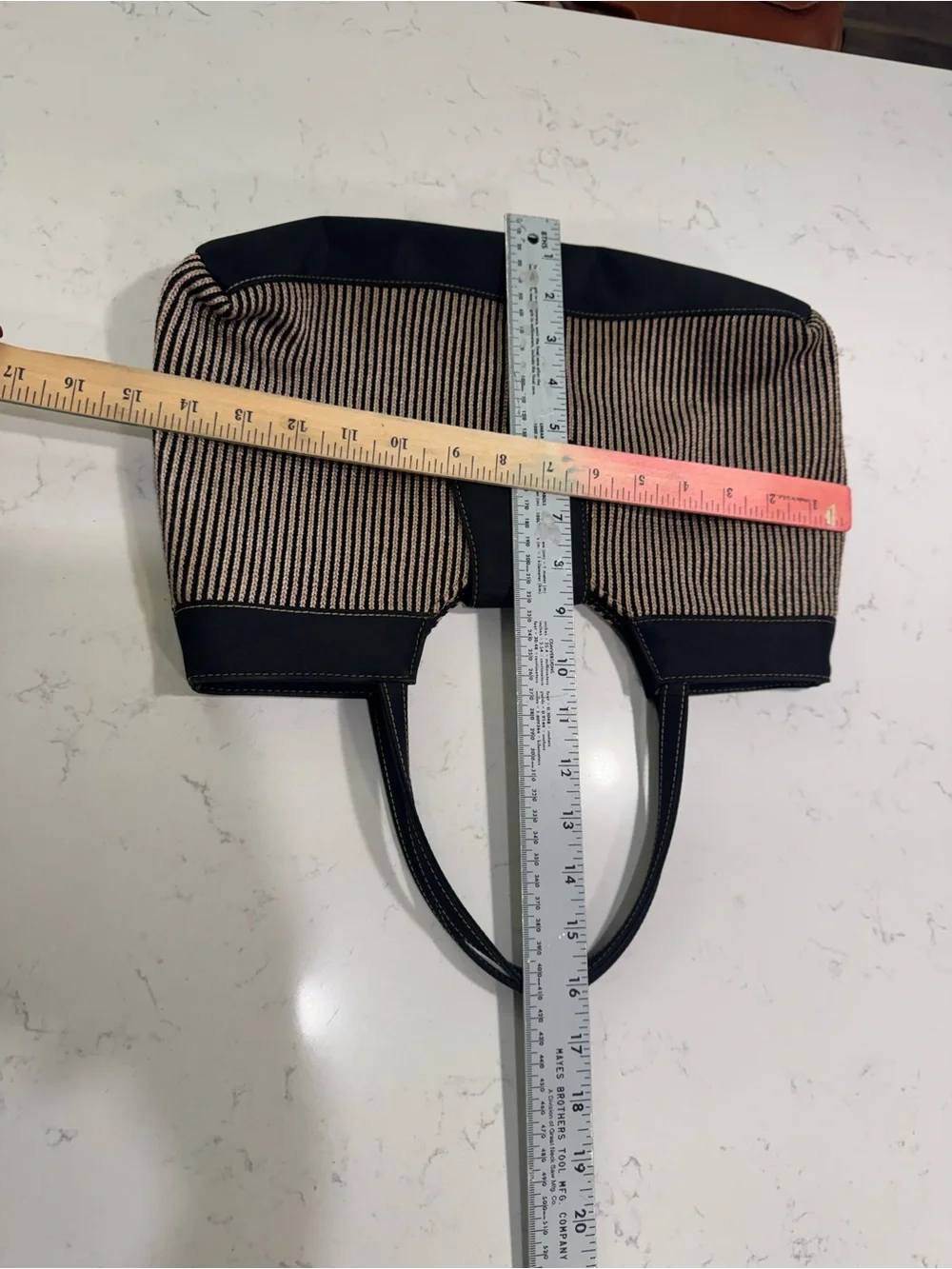 The Sak Striped Tote with Bright Pink Interior and Black Trim